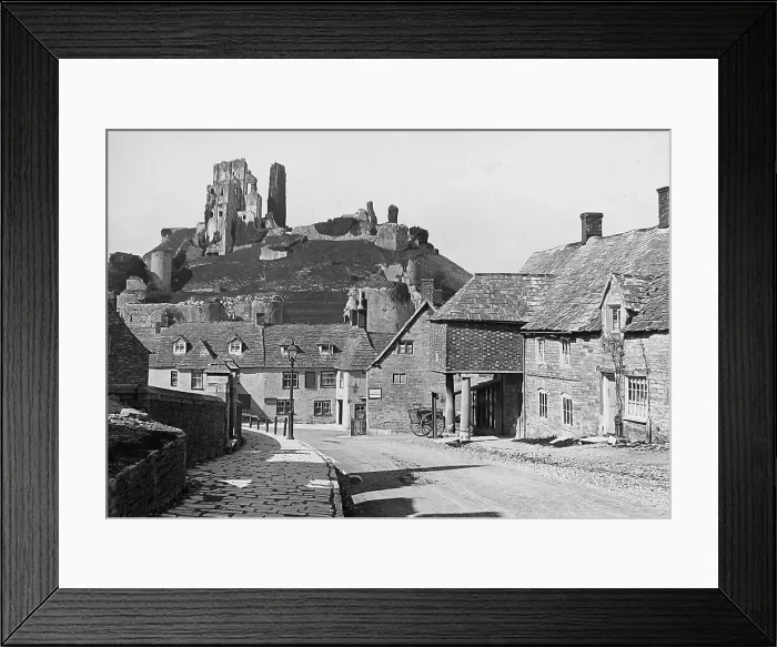 Framed Print : Corfe Castle Victorian period Framed Print : Corfe Castle Victorian period