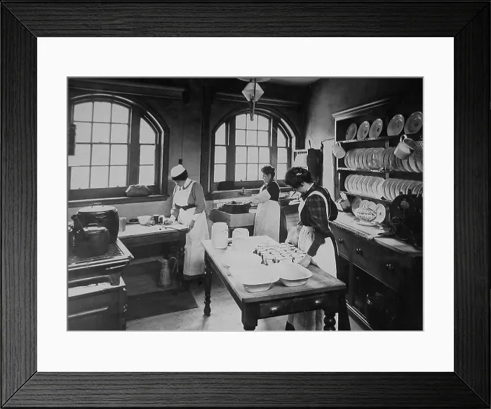Framed Print : 1920 / 30s School kitchen Framed Print : 1920 / 30s School kitchen