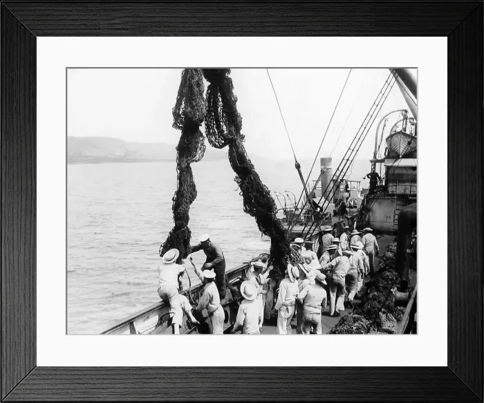 Framed Print : Royal Navy anti submarine nets during WW1 Framed Print : Royal Navy anti submarine nets during WW1