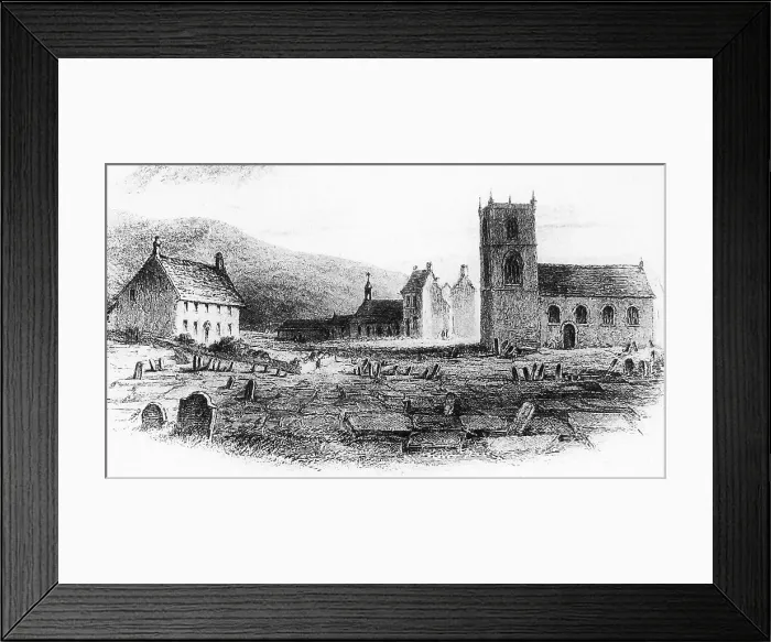 Framed Print : Illustration of Haworth Church and Parsonage in 1857 Framed Print : Illustration of Haworth Church and Parsonage in 1857