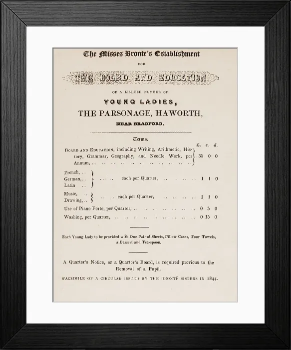 Framed Print : Bronte sisters notice Framed Print : Bronte sisters notice