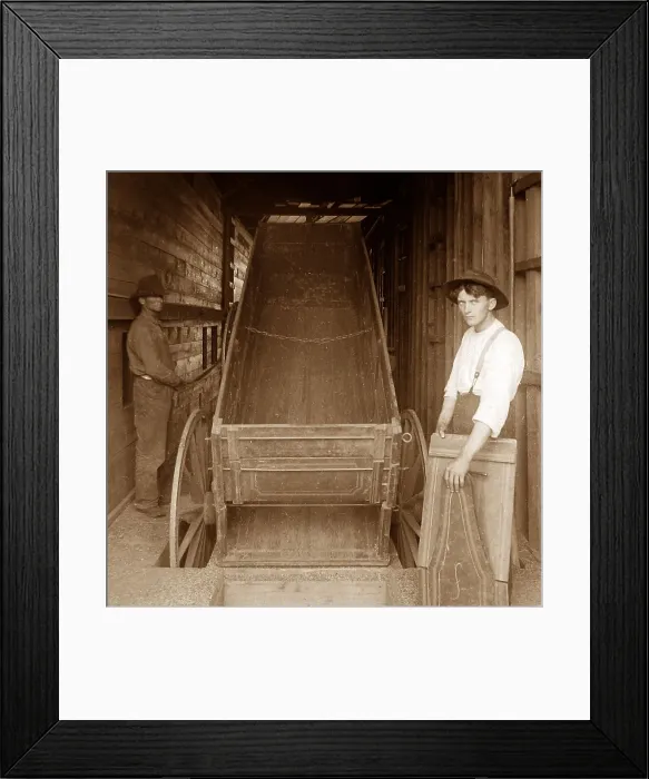 Framed Print : Inside a town elevator Illinois USA early 1900s Framed Print : Inside a town elevator Illinois USA early 1900s