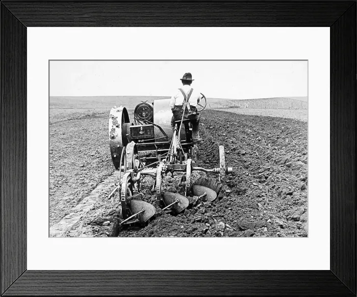Framed Print : Tractor plowing South Dakota USA early 1900s Framed Print : Tractor plowing South Dakota USA early 1900s
