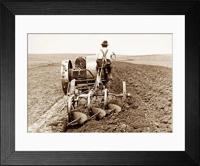Framed Print : Tractor plowing South Dakota USA early 1900s Framed Print : Tractor plowing South Dakota USA early 1900s
