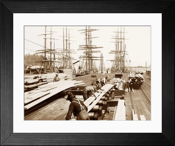 Framed Print : Shipping lumber Washington USA early 1900s Framed Print : Shipping lumber Washington USA early 1900s