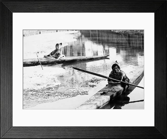 Framed Print : Eskimos in kayaks St. Louis World's Fair USA in 1904 Framed Print : Eskimos in kayaks St. Louis World's Fair USA in 1904
