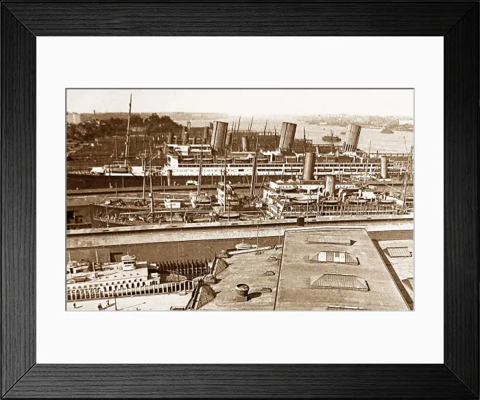 Framed Print : Hoboken Docks New Jersey USA early 1900s Framed Print : Hoboken Docks New Jersey USA early 1900s