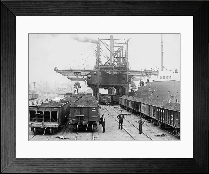 Framed Print : Ore docks Conneaut Ohio USA early 1900s Framed Print : Ore docks Conneaut Ohio USA early 1900s