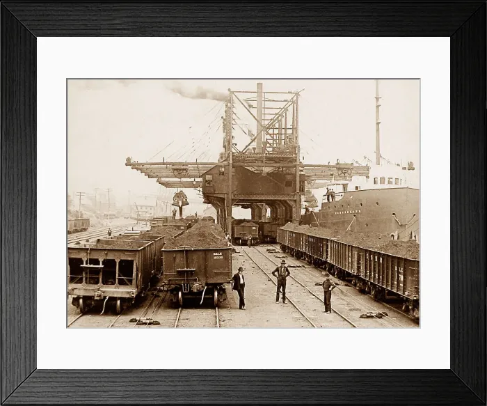 Framed Print : Ore docks Conneaut Ohio USA early 1900s Framed Print : Ore docks Conneaut Ohio USA early 1900s