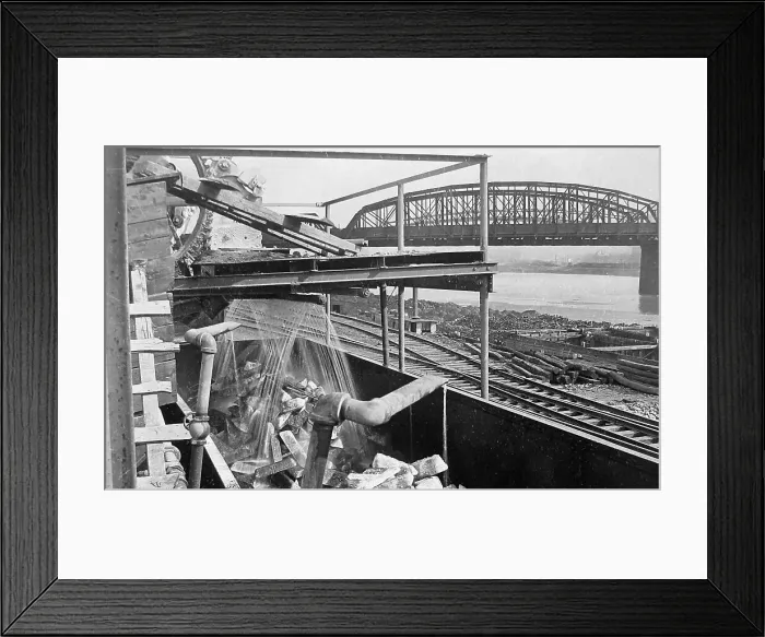 Framed Print : Loading pig iron into railroad cars at steelworks