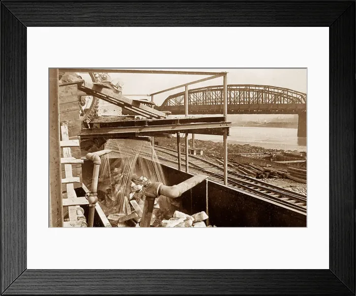 Framed Print : Loading pig iron into railroad cars at steelworks Framed Print : Loading pig iron into railroad cars at steelworks