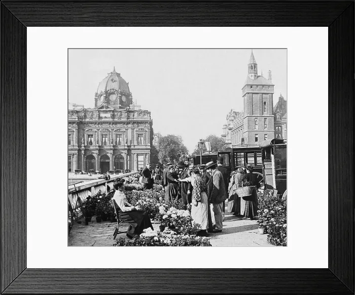 Framed Print : Flower Market, St. Michael's Bridge, Paris, France Framed Print : Flower Market, St. Michael's Bridge, Paris, France
