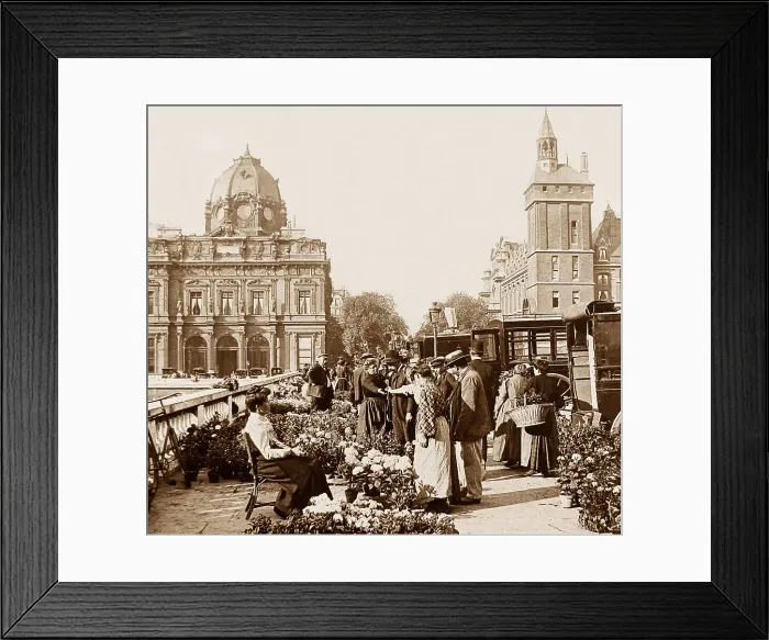 Framed Print : Flower Market, St Michael's Bridge, Paris, France Framed Print : Flower Market, St Michael's Bridge, Paris, France