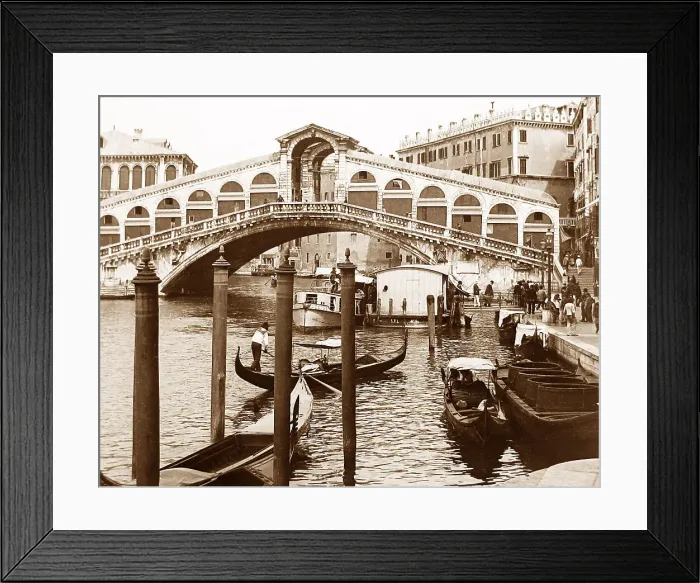 Framed Print : Rialto Bridge Venice Italy early 1900s Framed Print : Rialto Bridge Venice Italy early 1900s