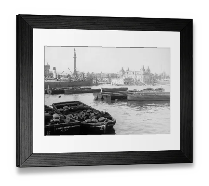 Framed Print : Barcelona harbour Spain early 1900s Framed Print : Barcelona harbour Spain early 1900s