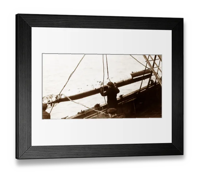 Framed Print : A Whitehead Torpedo being recovered probably WW1 Framed Print : A Whitehead Torpedo being recovered probably WW1