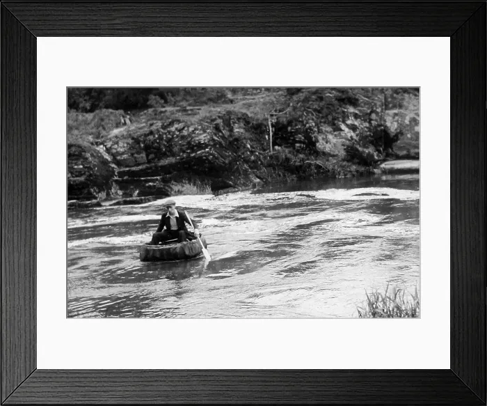 Framed Print : Coracle on River Teifi at Cenarth, Wales Framed Print : Coracle on River Teifi at Cenarth, Wales