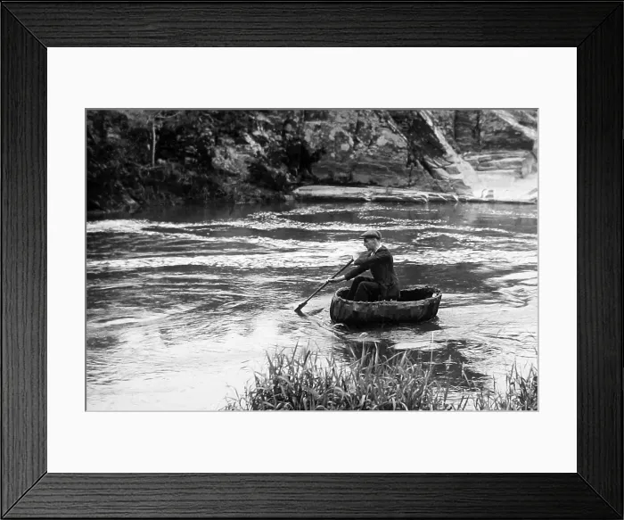 Framed Print : Coracle on River Teifi at Cenarth, Wales Framed Print : Coracle on River Teifi at Cenarth, Wales