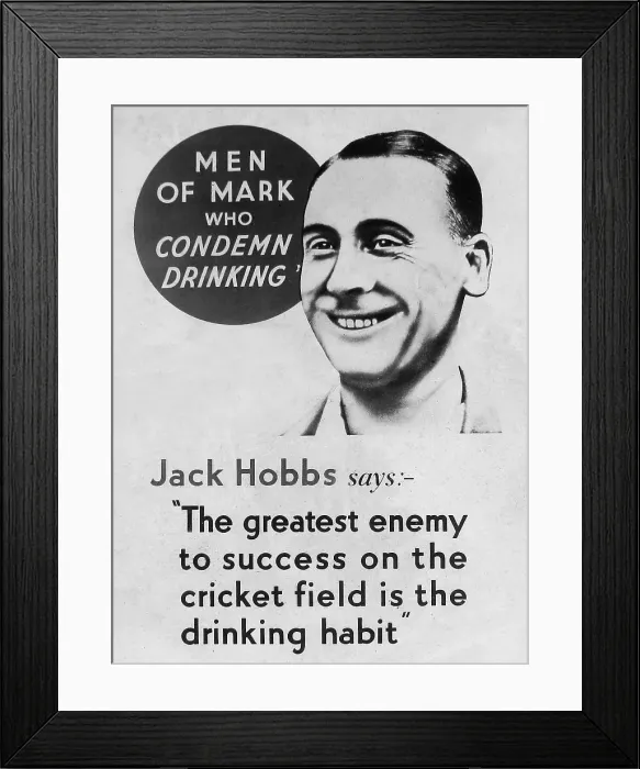 Framed Print : Temperance message Jack Hobbs early 1900s Framed Print : Temperance message Jack Hobbs early 1900s