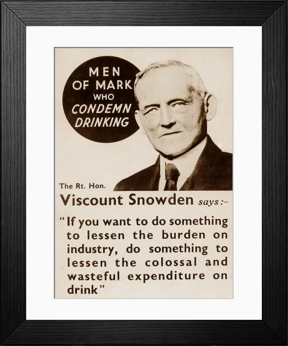 Framed Print : Temperance message Viscount Snowden early 1900s Framed Print : Temperance message Viscount Snowden early 1900s