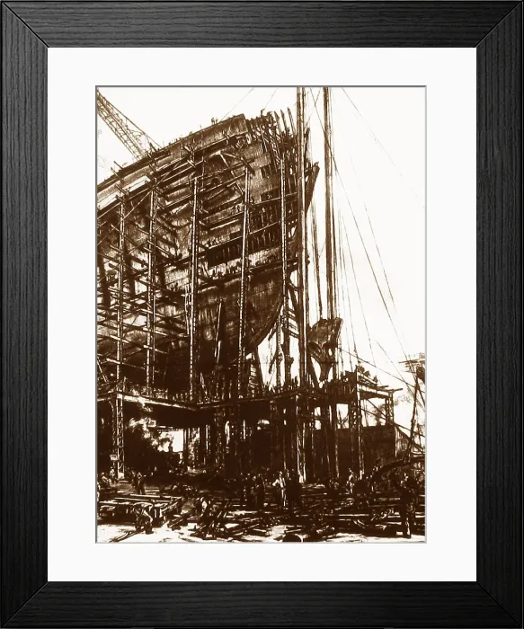 Framed Print : Construction of RMS Queen Elizabeth launched in 1938 Framed Print : Construction of RMS Queen Elizabeth launched in 1938
