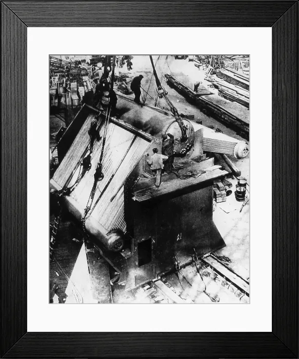 Framed Print : One of the boilers being assembled, Construction Framed Print : One of the boilers being assembled, Construction