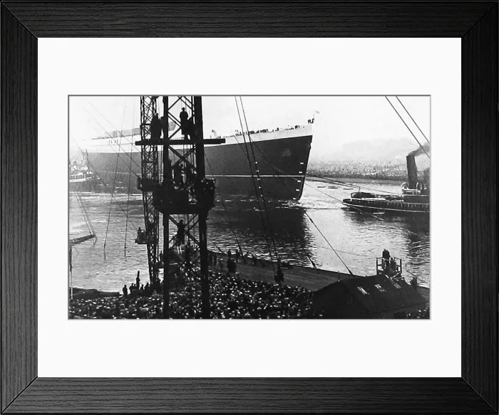 Framed Print : After launch being towed to fitting-out basin Framed Print : After launch being towed to fitting-out basin