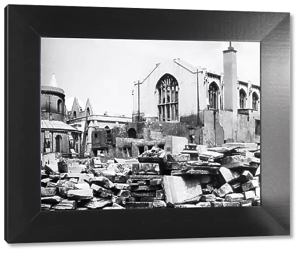 WW2 Bomb Damage - Temple Church London in June 1945