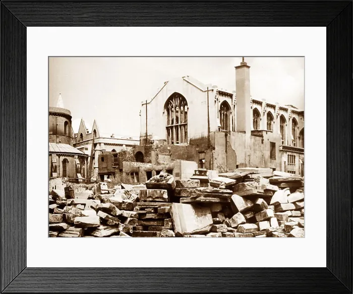 Framed Print : Bomb damage, Temple Church, London, June 1945 Framed Print : Bomb damage, Temple Church, London, June 1945