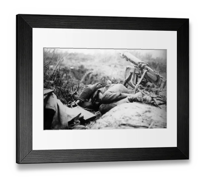 Framed Print : German machine gunner at Beaurevoir France 12th October 1918 Framed Print : German machine gunner at Beaurevoir France 12th October 1918