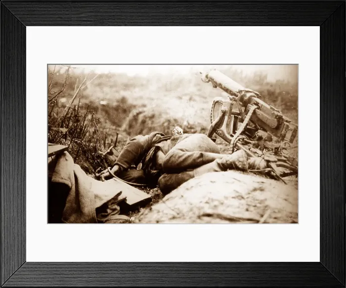 Framed Print : Dead German machine gunner, Beaurevoir, France Framed Print : Dead German machine gunner, Beaurevoir, France
