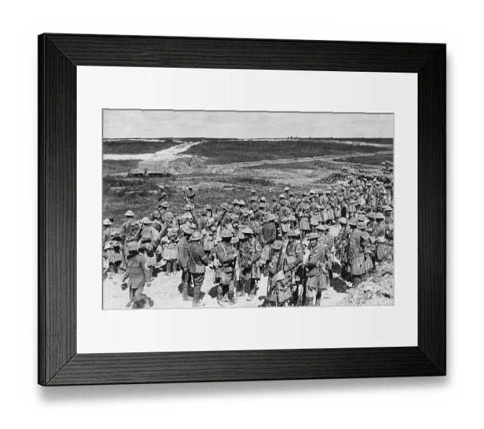 Framed Print : Seaforth Highlanders roll call after the opening Framed Print : Seaforth Highlanders roll call after the opening