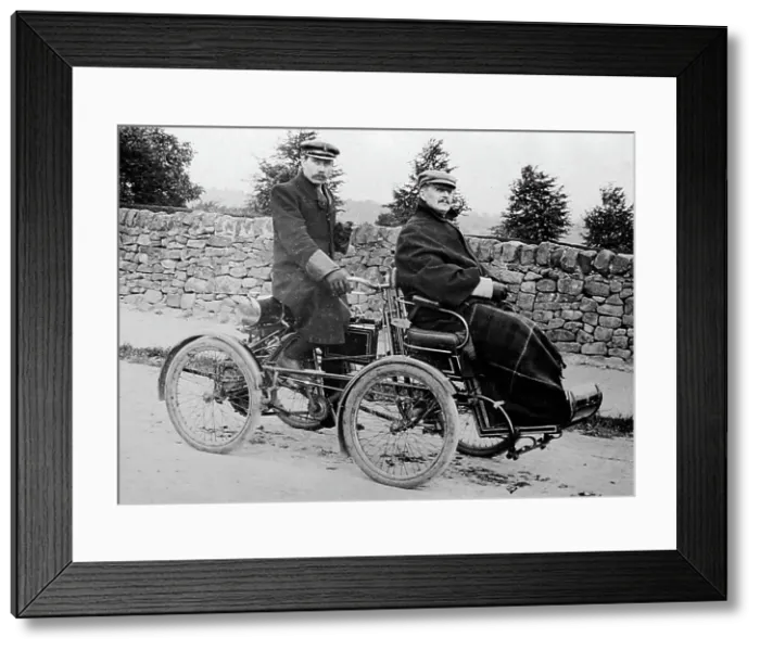 Framed Print : Veteran car with chauffeur, Derbyshire Framed Print : Veteran car with chauffeur, Derbyshire