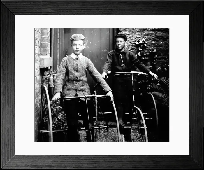 Framed Print : Boys on Tricycles - early 1900s Framed Print : Boys on Tricycles - early 1900s