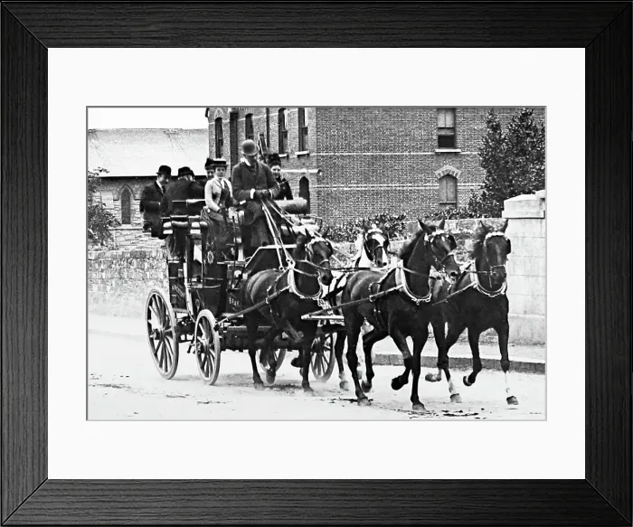 Framed Print : A coach and four, possibly Bray to London Framed Print : A coach and four, possibly Bray to London