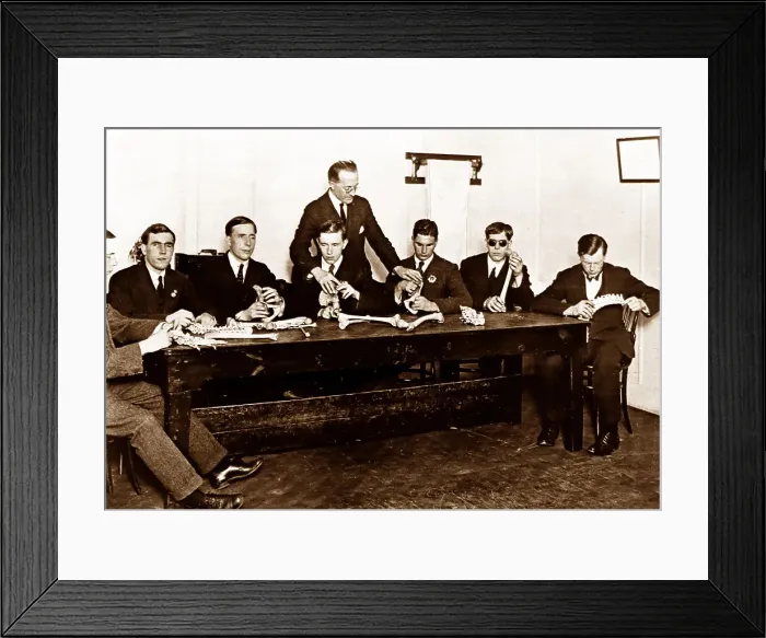 Framed Print : Blind ex servicemen learning anatomy and massage after WW1 Framed Print : Blind ex servicemen learning anatomy and massage after WW1