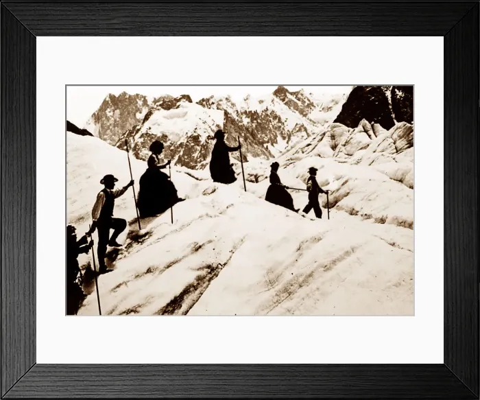 Framed Print : Climbers (tourists) on Mont Blanc, Victorian period Framed Print : Climbers (tourists) on Mont Blanc, Victorian period