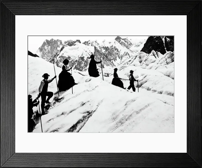 Framed Print : Climbers on Mer de Glace, Mont Blanc, France Framed Print : Climbers on Mer de Glace, Mont Blanc, France
