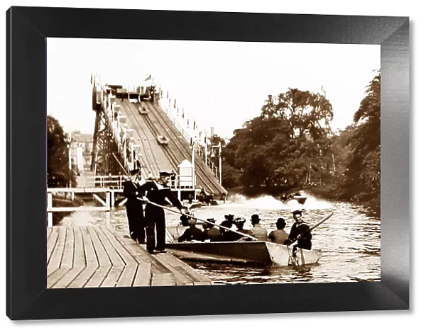 Water splash fairground ride, early 1900s