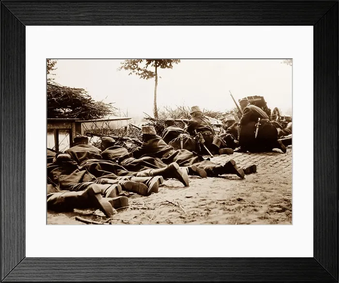 Framed Print : Infantry in Belgium during WW1
