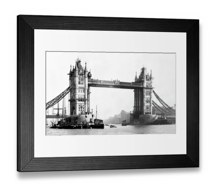 Framed Print : Tower Bridge under construction, Victorian period Framed Print : Tower Bridge under construction, Victorian period