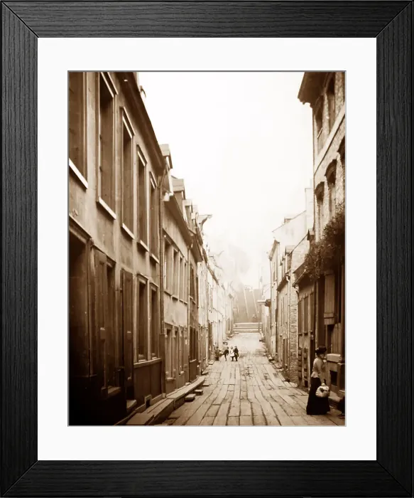 Framed Print : Little Champlain Street, Quebec City, Canada, early 1900s Framed Print : Little Champlain Street, Quebec City, Canada, early 1900s