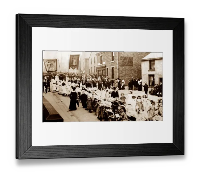 Framed Print : Whit Monday procession, Padiham, Lancashire, early 1900s Framed Print : Whit Monday procession, Padiham, Lancashire, early 1900s