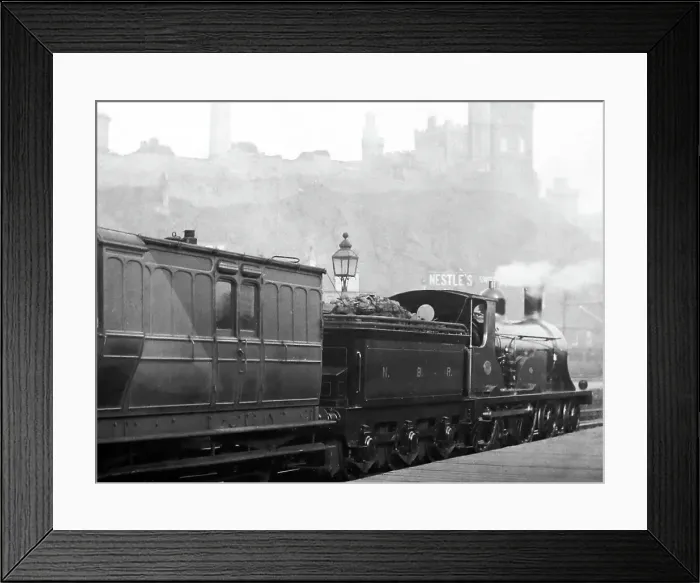 Framed Print : A North British Railway train in Edinburgh, Victorian period Framed Print : A North British Railway train in Edinburgh, Victorian period
