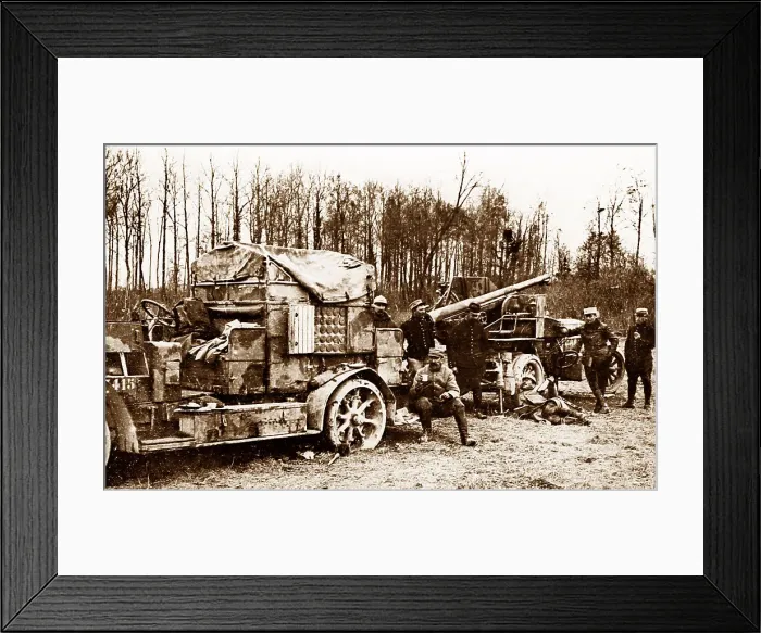 Framed Print : An anti-aircraft gun, probably in France, during WW1 Framed Print : An anti-aircraft gun, probably in France, during WW1