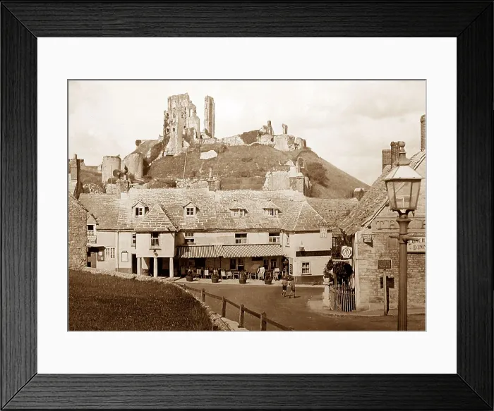 Framed Print : Corfe Castle and village Framed Print : Corfe Castle and village