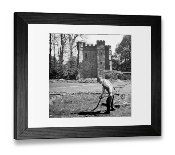 Framed Print : Scything grass, Whalley Abbey Gatehouse Framed Print : Scything grass, Whalley Abbey Gatehouse