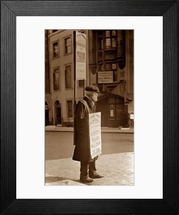 Framed Print : Sandwich board man, London Framed Print : Sandwich board man, London