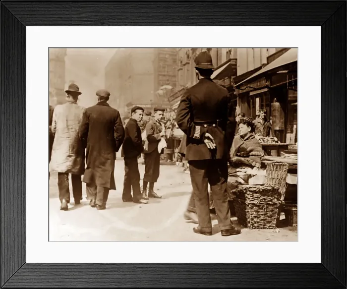 Framed Print : London street trader and policeman Framed Print : London street trader and policeman