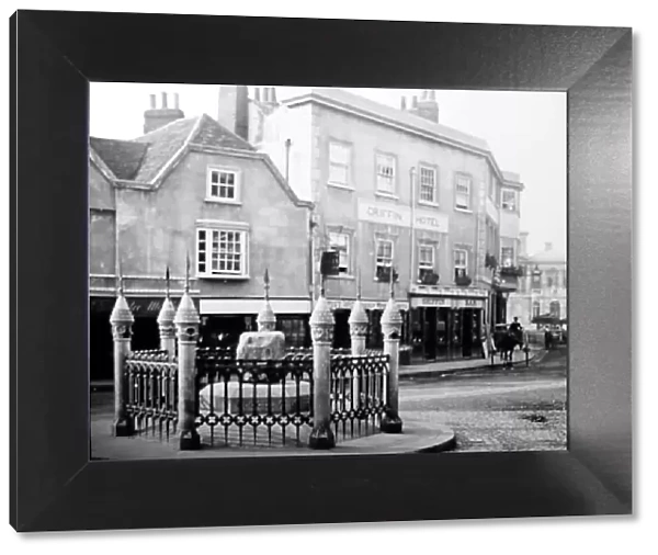 Coronation Stone and Griffin Hotel, Kingston on Thames
